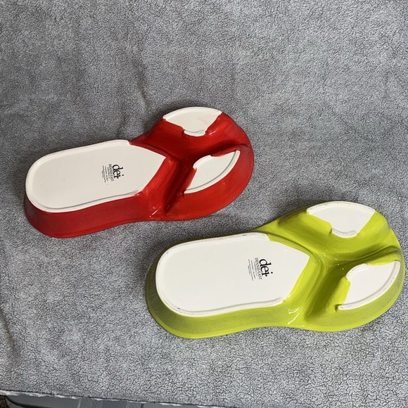 Set Of 2 Denniseast International Flip Flop design Chip and dip serving dish 15" - Picture 2 of 7